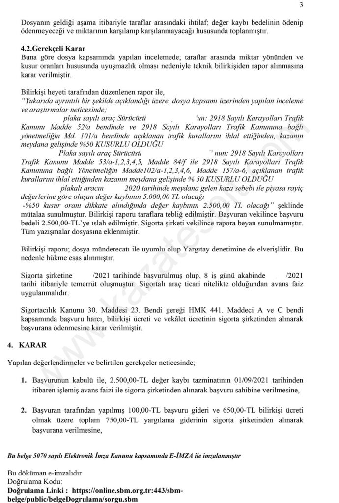 Uyuşmazlık Hakem Kararı