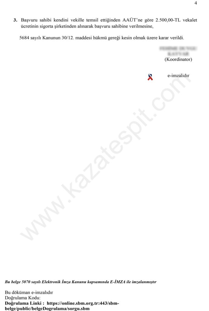 Uyuşmazlık Hakem Kararı